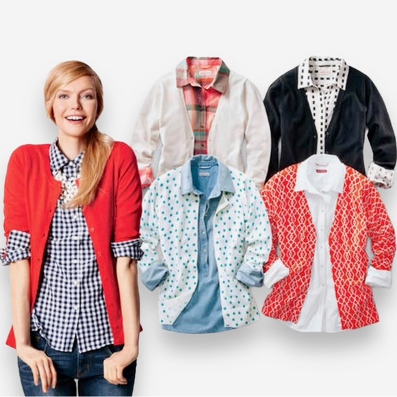 MERONA Women’s Light Blue Oxford Button Up Shirt - Layer Preppy Button Down Top - Picture 4 of 11